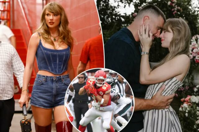 Taylor Swift faz uma entrada tranquila para o abridor de casas de Chiefs contra as águias após o engajamento de Travis Kelce

