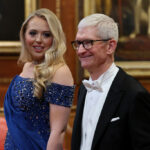 WINDSOR, ENGLAND - SEPTEMBER 17: Tiffany Trump and Tim Cook, Apple CEO attend the State visit by the President of the United States of America at Windsor Castle on September 17, 2025 in Windsor, England. President Trump is in England from Sept. 16-18 on his second UK state visit, with the previous one taking place in 2019 during his first presidential term. (Photo by Anna Moneymaker/Getty Images)