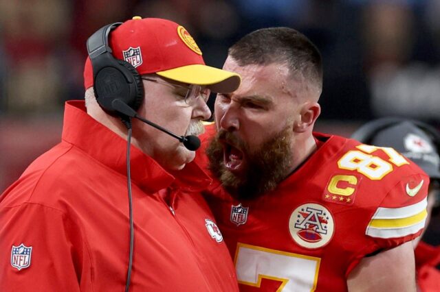 Kansas City Chiefs TE Travis Kelce and head coach Andy Reid