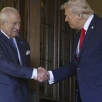 Presidente dos EUA Donald Trump, rei Charles