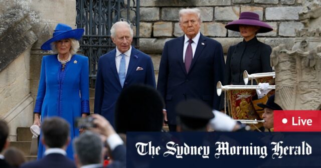 Trump UK Visita ao vivo: o rei Charles e Camilla cumprimentam o presidente do Castelo de Windsor antes de Royal Salute, visita à tumba da rainha

