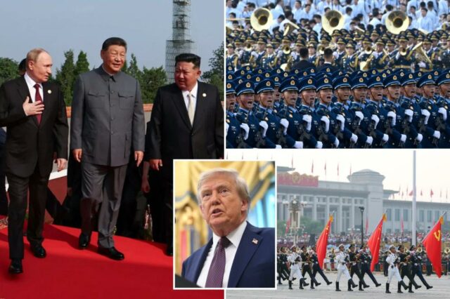 Trump acusa Putin, Kim Jong Un e Xi Jinping de conspirar contra os EUA quando se encontram no desfile militar na China 

