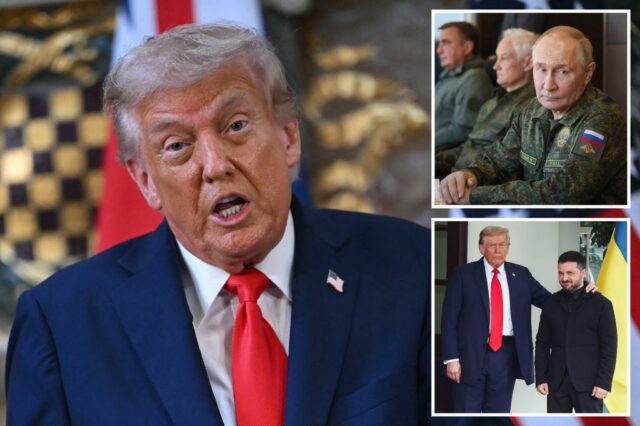 O presidente Trump fala durante uma conferência de imprensa conjunta com o primeiro -ministro da Grã -Bretanha, Keir Starmer 