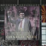 Trump, almíscar, junte -se a milhares para se despedir de Charlie Kirk