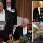 Trump faz escavar no príncipe Harry depois de elogiar William como o rei Charles '' Sonable Son 'no discurso de banquetes estaduais