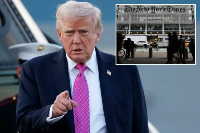 O presidente Donald Trump caminha até a Força Aérea One no Aeroporto de Morristown em 14 de setembro de 2025 em Morristown, Nova Jersey.