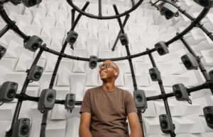 Uma aparência incomum dentro dos laboratórios de triagem e melhoria da AirPods da Apple Um visual raro dentro do laboratório de áudio da Apple usado para testar e refinar o AirPods | Fantasia Studio mostrado