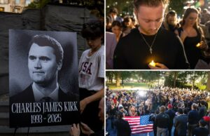 Vigília para Charlie Kirk atrai a multidão que agita a bandeira em Manhattan, enquanto os enlutados se reúnem para a lembrança Vigília para Charlie Kirk atrai a multidão que agita a bandeira em Manhattan, enquanto os enlutados se reúnem para a lembrança