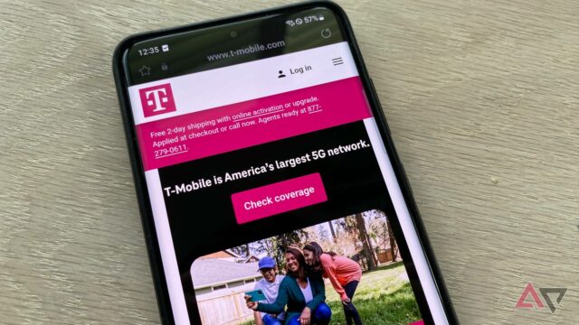 Um mapa de cobertura da T-Mobile em um smartphone.