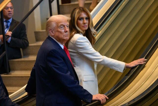 Donald Trump and first lady at UN in New York.