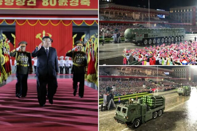 Kim Jong Un exibe míssil balístico 'mais poderoso' enquanto líderes estrangeiros assistem ao desfile militar da Coreia do Norte

