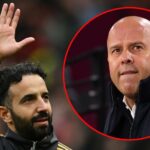 Ruben Amorim reconhece os fãs após a vitória do time na partida da Premier League entre o Manchester United e o Sunderland em Old Trafford em 2025 em Manchester, Inglaterra.