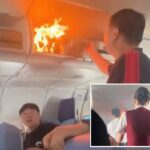 A bateria de lítio pega fogo no voo da Air China em pleno ar, horrorizando os passageiros enquanto as chamas explodem na cabine