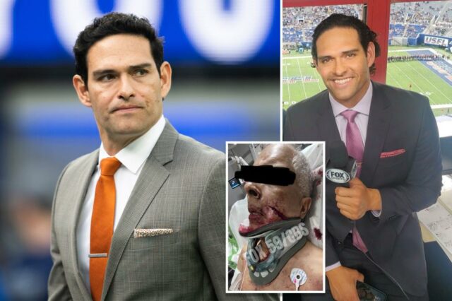 A ex-estrela dos Jets, Mark Sanchez, libertada do hospital, levada diretamente para a prisão após suposta agressão bêbada ao motorista de caminhão idoso

