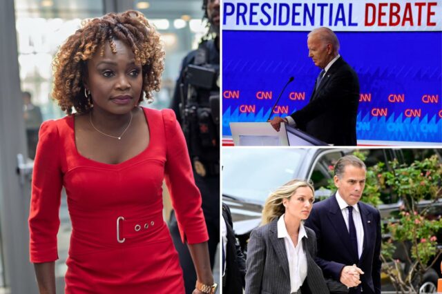 A ex-secretária de imprensa da Casa Branca, Karine Jean-Pierre, culpa o julgamento da arma de Hunter Biden pelo debate 'interrompido' do pai Joe

