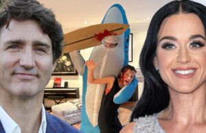 A fantasia de Halloween de Justin Trudeau é uma homenagem à nova namorada Katy Perry justin trudeau katy perry traje de tubarão getty comp