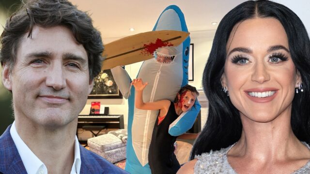 A fantasia de Halloween de Justin Trudeau é uma homenagem justin trudeau katy perry traje de tubarão getty comp