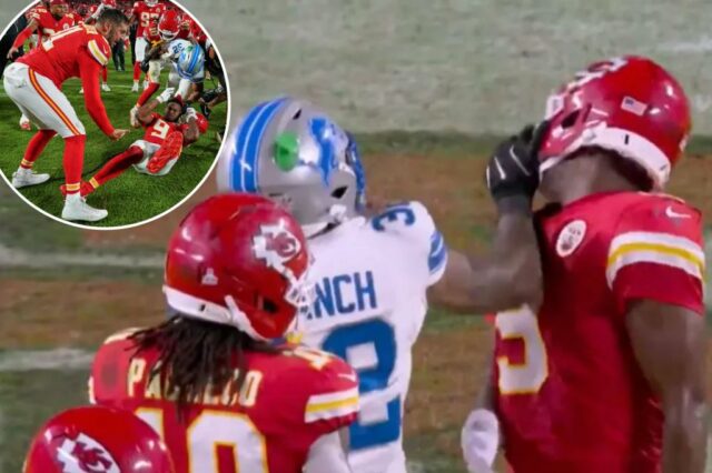 A grande luta entre Chiefs e Lions começa no pós-jogo depois que Brian Branch dá um tapa em JuJu Smith-Schuster

