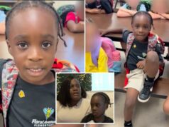 A mãe indignada da Flórida chama a professora de ‘racista’ depois que ela canta ‘macaco’ música de aniversário para o filho negro de 6 anos A mãe indignada da Flórida chama a professora de 'racista' depois que ela canta 'macaco' música de aniversário para o filho negro de 6 anos