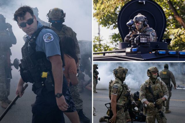 A polícia de Chicago ordenou que ignorasse a ajuda dos agentes da patrulha de fronteira, cercada por uma multidão irritada de manifestantes

