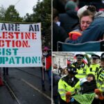 A polícia de Londres prende dezenas de manifestantes contra a proibição de ação da Palestina - dias após o ataque mortal da sinagoga de Manchester