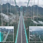 A ponte mais alta do World World da China Open, cortando uma viagem de montanha de 2 horas para apenas 2 minutos