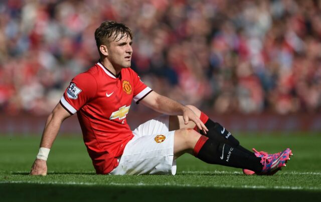 Luke Shaw para o Manchester United em 2025