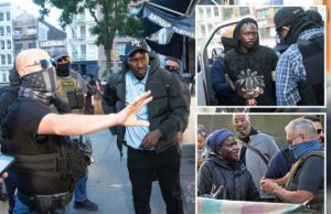 Agentes do ICE fazem prisões na Canal Street, em Chinatown, em Nova York, em um esforço para reprimir vendedores ilegais Agentes do ICE fazem prisões na Canal Street, em Chinatown, em Nova York, em um esforço para reprimir vendedores ilegais