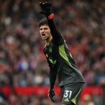 Senne Lammens durante sua estréia no Manchester United