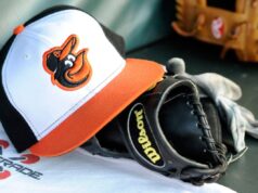 Anterior Phillies, Orioles Bottle morre Luva de chapéu Baltimore Orioles