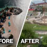 Antes e depois: hotel jamaicano devastado pelo furacão Melissa