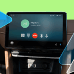 Um smartphone com um ícone de bateria fraca acima da tela e ícones do Android ao redor.