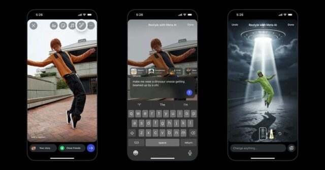 As histórias do Instagram atualmente sustentam edições baseadas em IA com a nova ferramenta Restyle 


