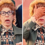 Uma galinha marrom com penas brancas fica perto de uma estrutura de madeira em um recinto