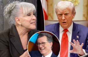 Bette Midler dá sombra a Trump enquanto faz serenata para Stephen Colbert com música profana Bette Midler dá sombra a Trump enquanto faz serenata para Stephen Colbert com música profana