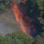 Os bombeiros estão trabalhando para controlar um incêndio que está ameaçando propriedades em uma comunidade no noroeste de Brisbane.