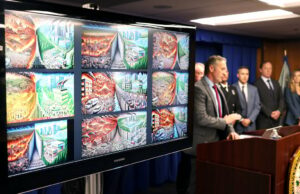 Captura auxiliada por foto distópica do ChatGPT afirmou piromaníaco em incêndio prejudicial em Pacific Palisades imagens distópicas de IA de um incêndio em toda a cidade