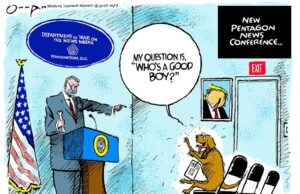 Cartoon: Nova coletiva de imprensa do Pentágono Cartoon: Nova coletiva de imprensa do Pentágono