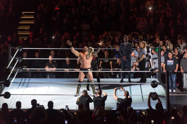 karrion kross in the ring for a wwe live show in germany