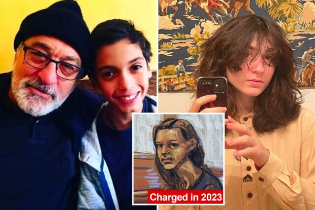 Cinco presos na morte por overdose do neto de De Robert De Niro and his grandson, Leandro De Niro Rodriguez, smiling for a photo.