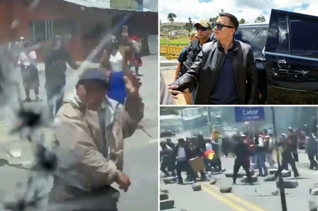 Comitiva do presidente do Equador, Noboa, foi atacada com pedras em suposta tentativa de assassinato

