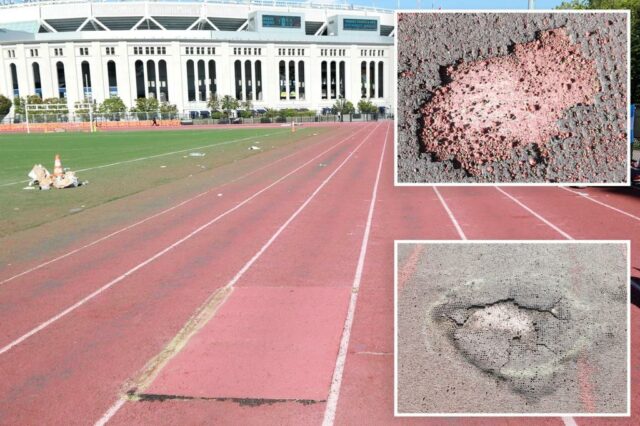 Correntes de bicicleta de terra de terra adolescente barulhenta rasgando o popular campo atlético de Nova York perto do Yankee Stadium: 'devastador'

