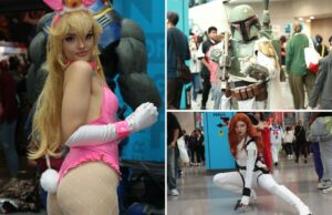 Cosplayers chegam à cidade de Nova York com fantasias elaboradas para a Comic Con Cosplayer Malibare (@ur_malibare) como Zero Two de 'Daring in the Franxx' na New York Comic Con 2025