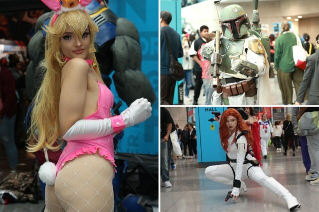Cosplayer Malibare (@ur_malibare) como Zero Two de 'Daring in the Franxx' na New York Comic Con 2025