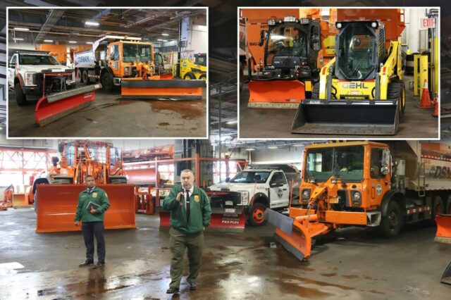 DSNY estreia caminhões de 'primeira linha de defesa' para salgar as rodovias de Nova York antes do inverno nevado que se aproxima

