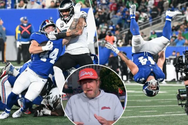 Dave Portnoy eviscera 'idiotas' nos escritórios da NFL que faleceram sobre Cam Skattebo dos Giants

