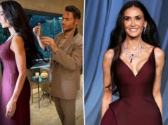 Demi Moore usou este perfume de cabelo ‘perfeito’ na Gala do Museu da Academia Caixa branca e frasco de perfume para cabelo Parfums de Marly Valaya.