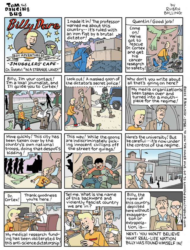 Desenho animado: Billy Dare, menino aventureiro de Tom the Dancing Bug, se encontra em um país estranho

