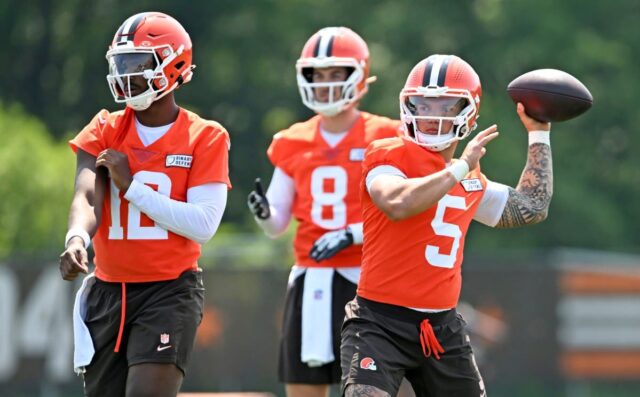 Cleveland Browns QBs Shedeur Sanders and Dillon Gabriel
