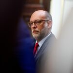 Russell Vought, director of the Office of Management and Budget (OMB), sits in a cabinet meeting.